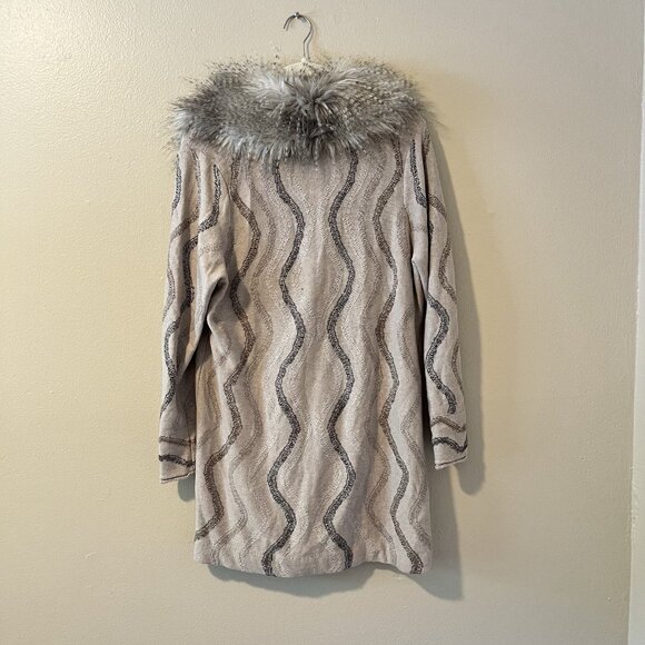 Nic Zoe Cardigan Sweater Open Front Fur Trim Art Lagenlook Boho Preppy Whimsical - Picture 8 of 8